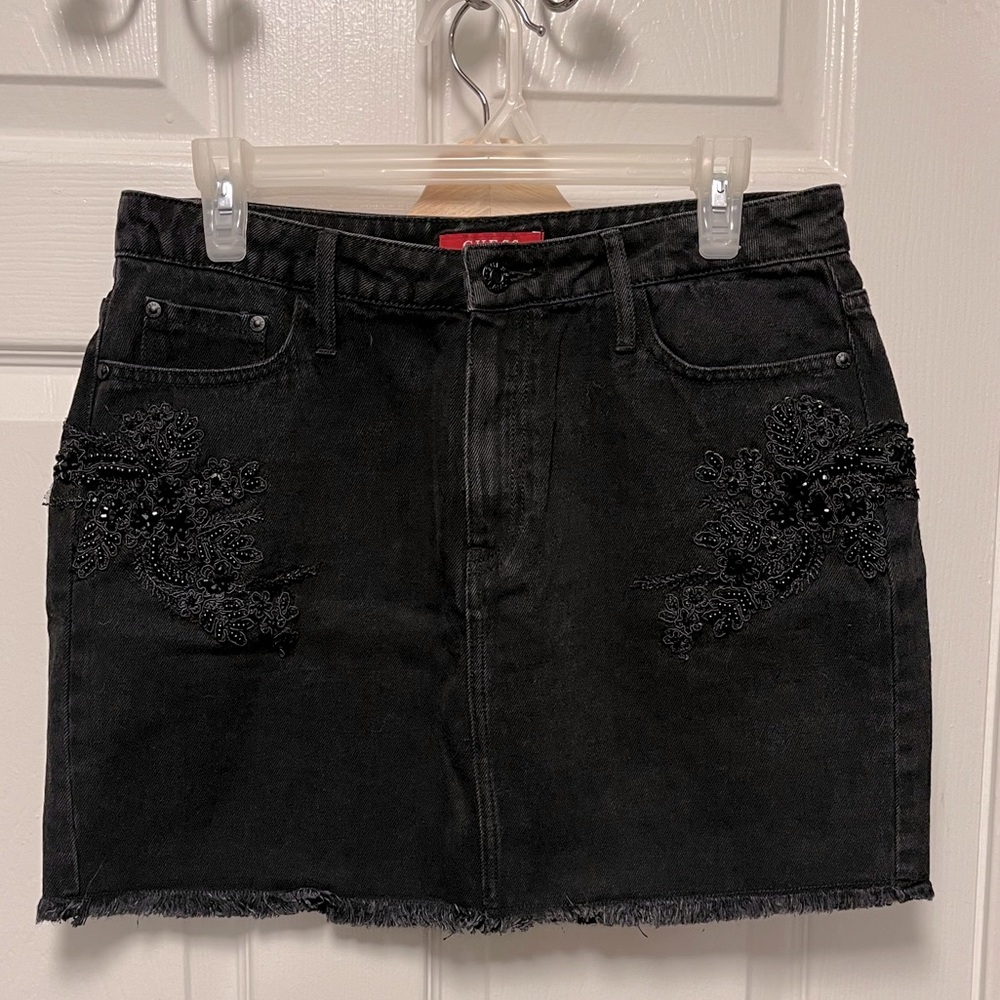 Black Denim Mini Skirt